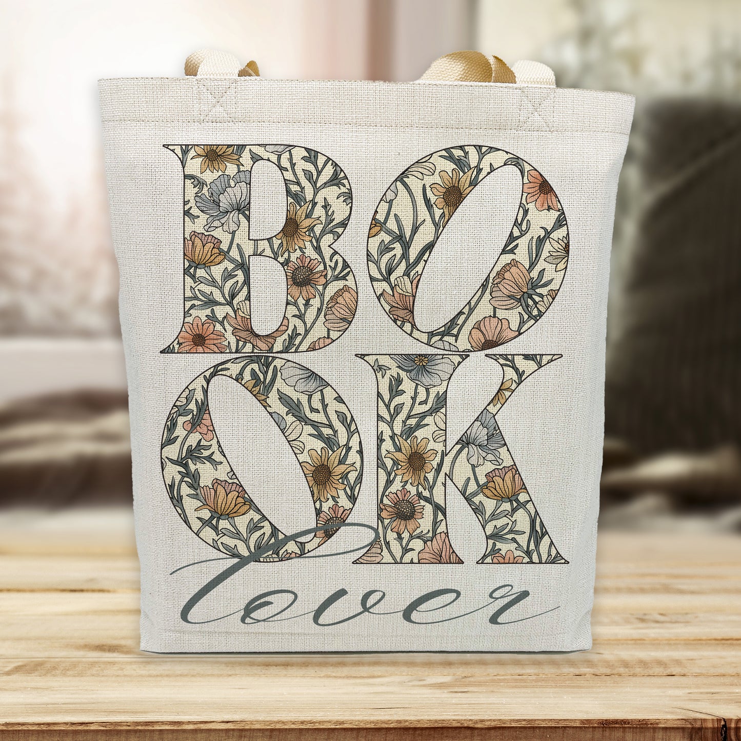 Book Lover Tote Bag – Floral Reader Gift Canvas Tote