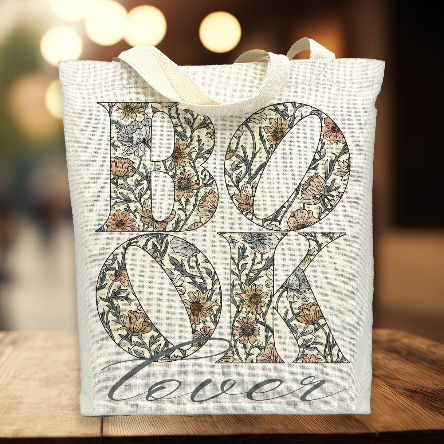 Book Lover Tote Bag – Floral Reader Gift Canvas Tote
