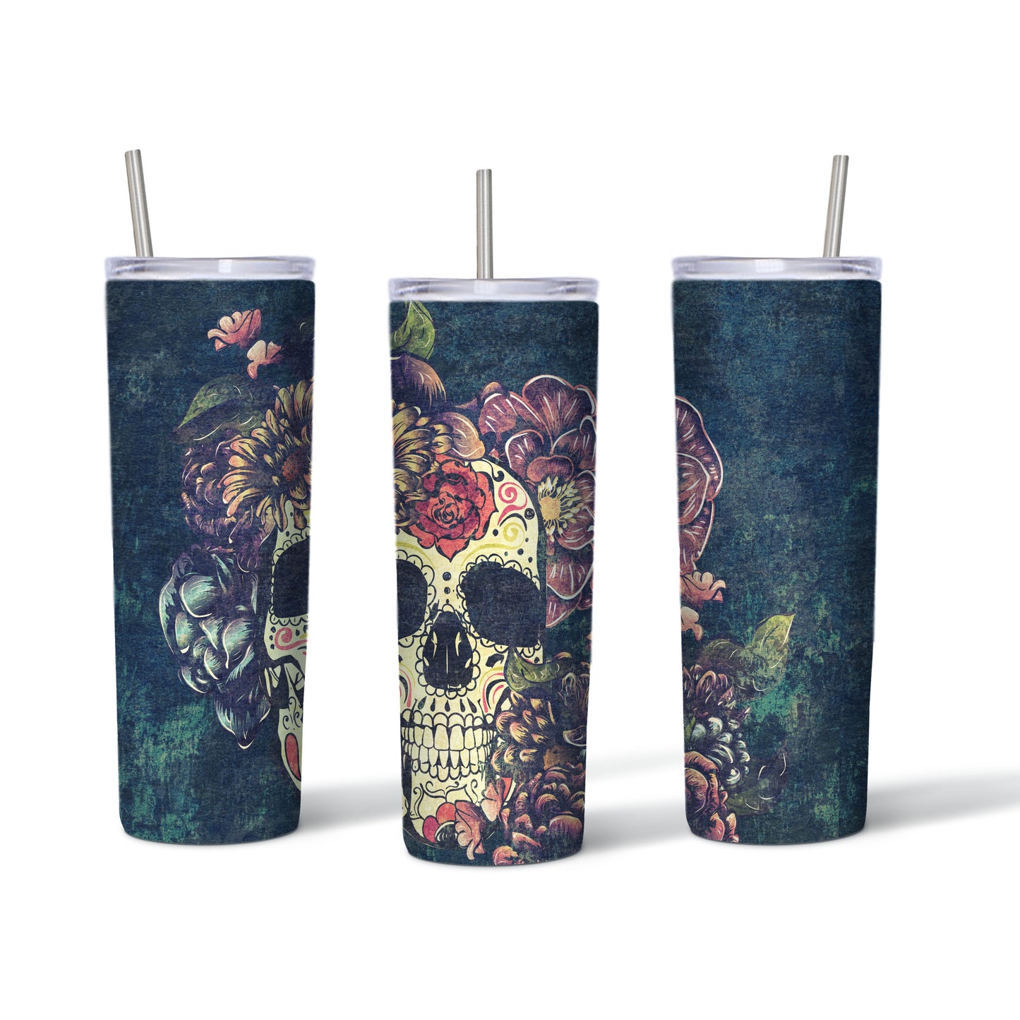 Distressed Sugar Skull Tumbler