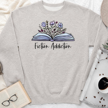Fiction Addiction Sweatshirt or Hoodie, Crewneck for Fiction Lovers
