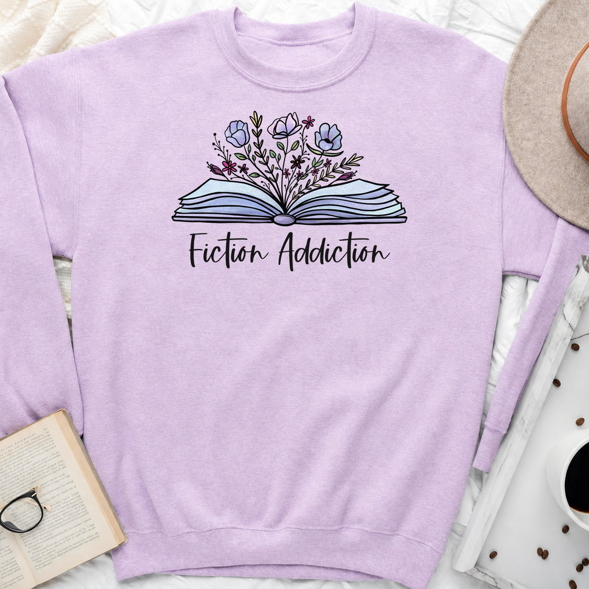 Fiction Addiction Sweatshirt or Hoodie, Crewneck for Fiction Lovers
