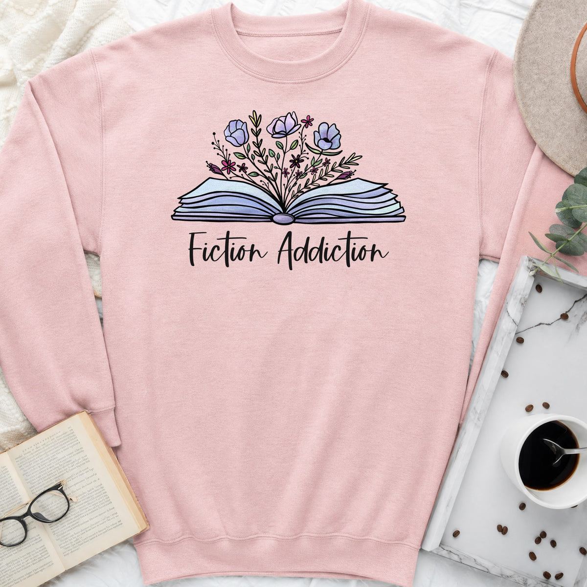Fiction Addiction Sweatshirt or Hoodie, Crewneck for Fiction Lovers
