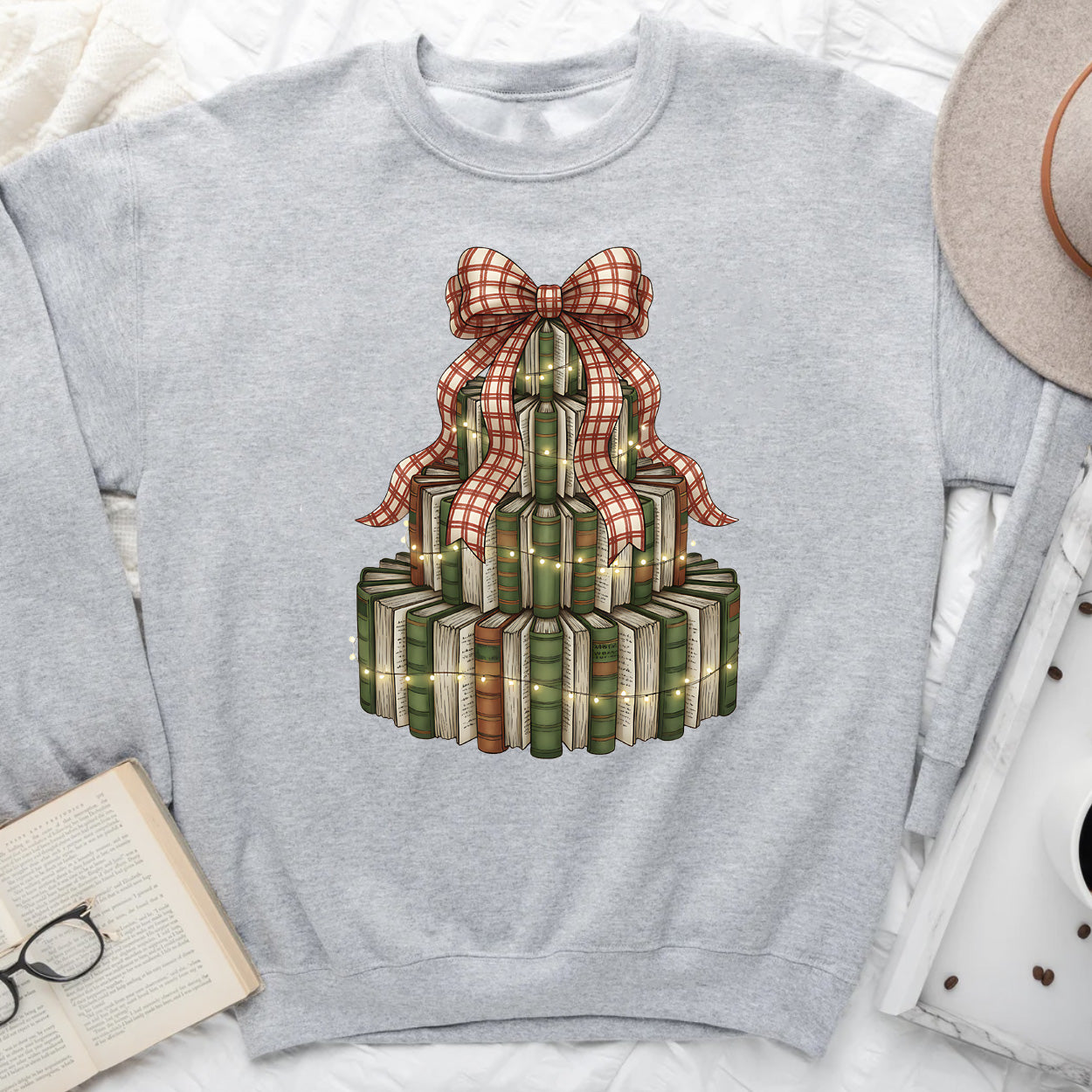 Book Tree Christmas Sweatshirt – Cozy Holiday Book Lover Sweater