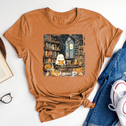 Ghost Library Fall Halloween Tee