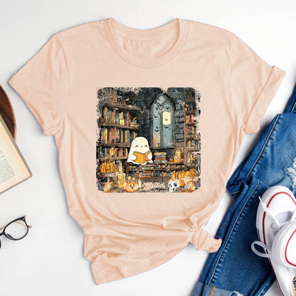 Ghost Library Fall Halloween Tee