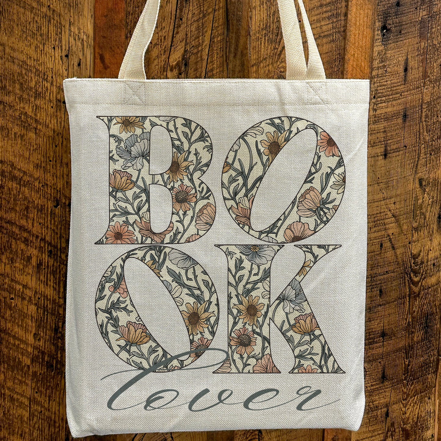 Book Lover Tote Bag – Floral Reader Gift Canvas Tote