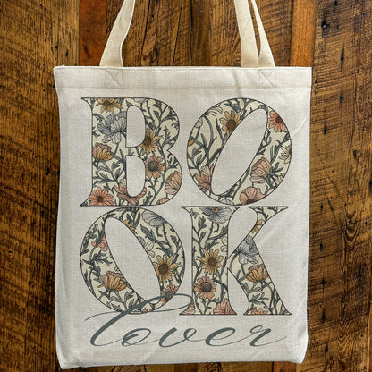 Book Lover Tote Bag – Floral Reader Gift Canvas Tote