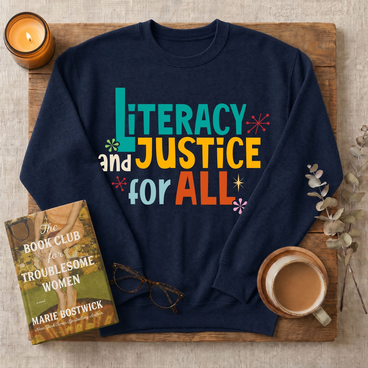 Literacy and Justice for All Retro Crewneck Sweatshirt