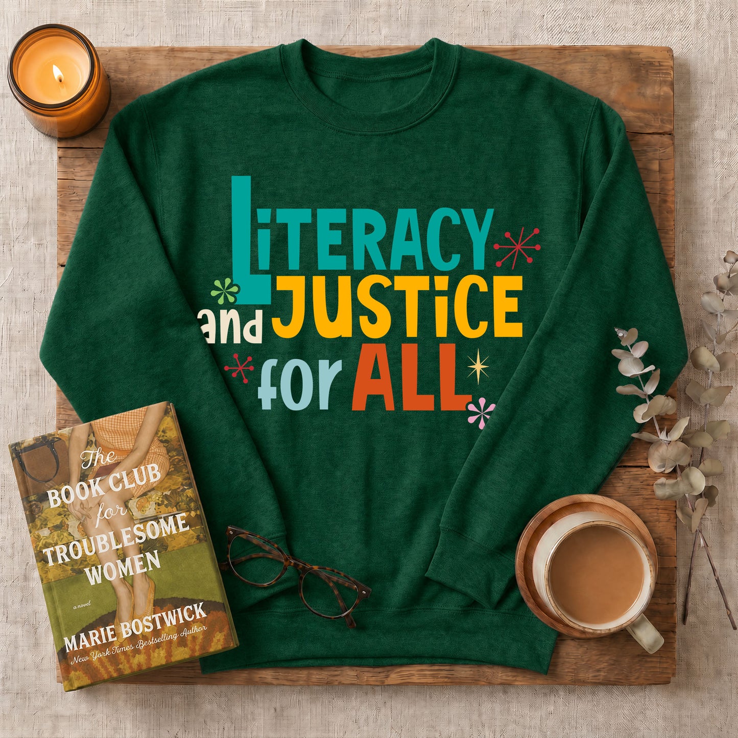 Literacy and Justice for All Retro Crewneck Sweatshirt