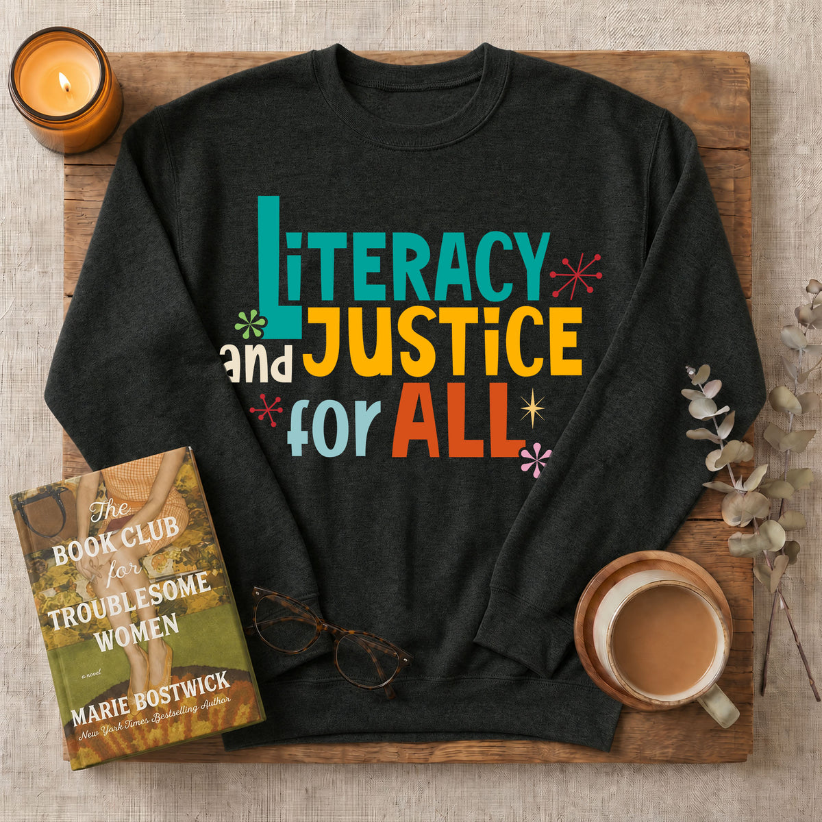 Literacy and Justice for All Retro Crewneck Sweatshirt