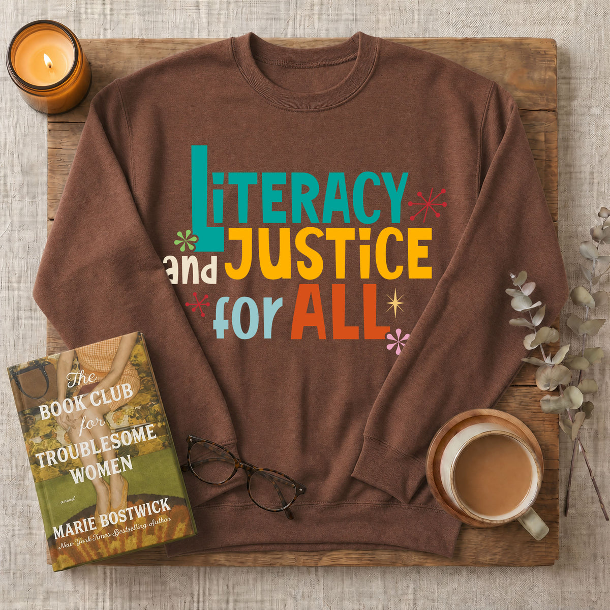 Literacy and Justice for All Retro Crewneck Sweatshirt