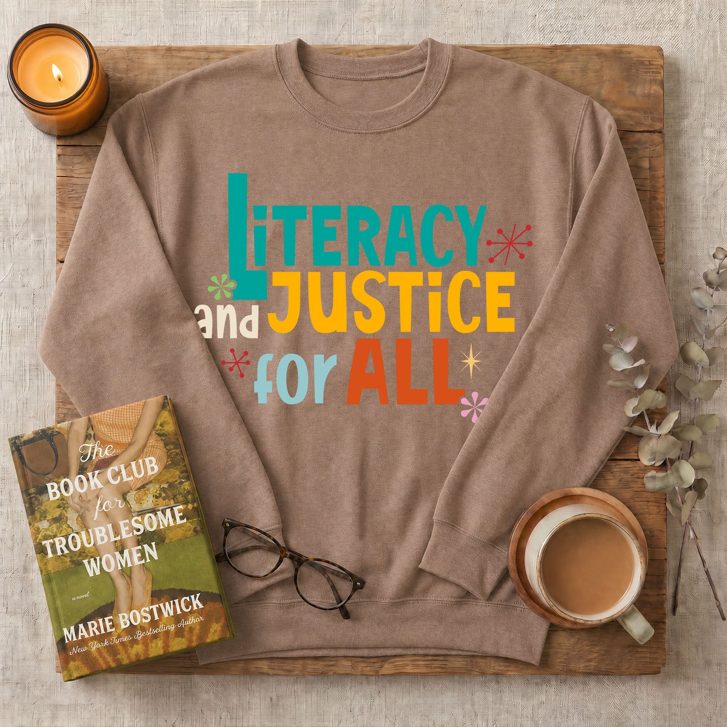 Literacy and Justice for All Retro Crewneck Sweatshirt