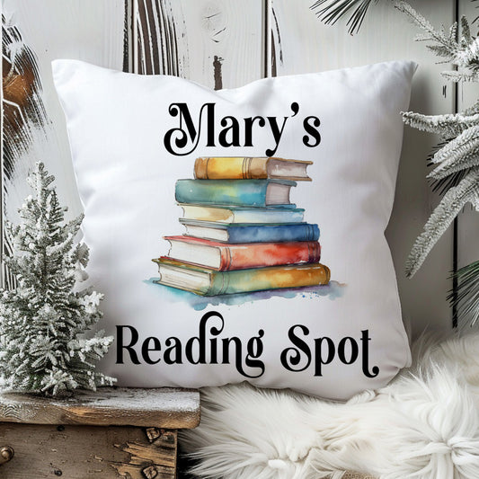 Personalized Reading Spot Pillow – Custom Book Lover Gift with Name