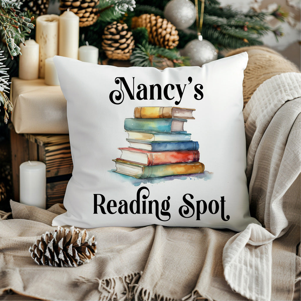 Personalized Reading Spot Pillow – Custom Book Lover Gift with Name
