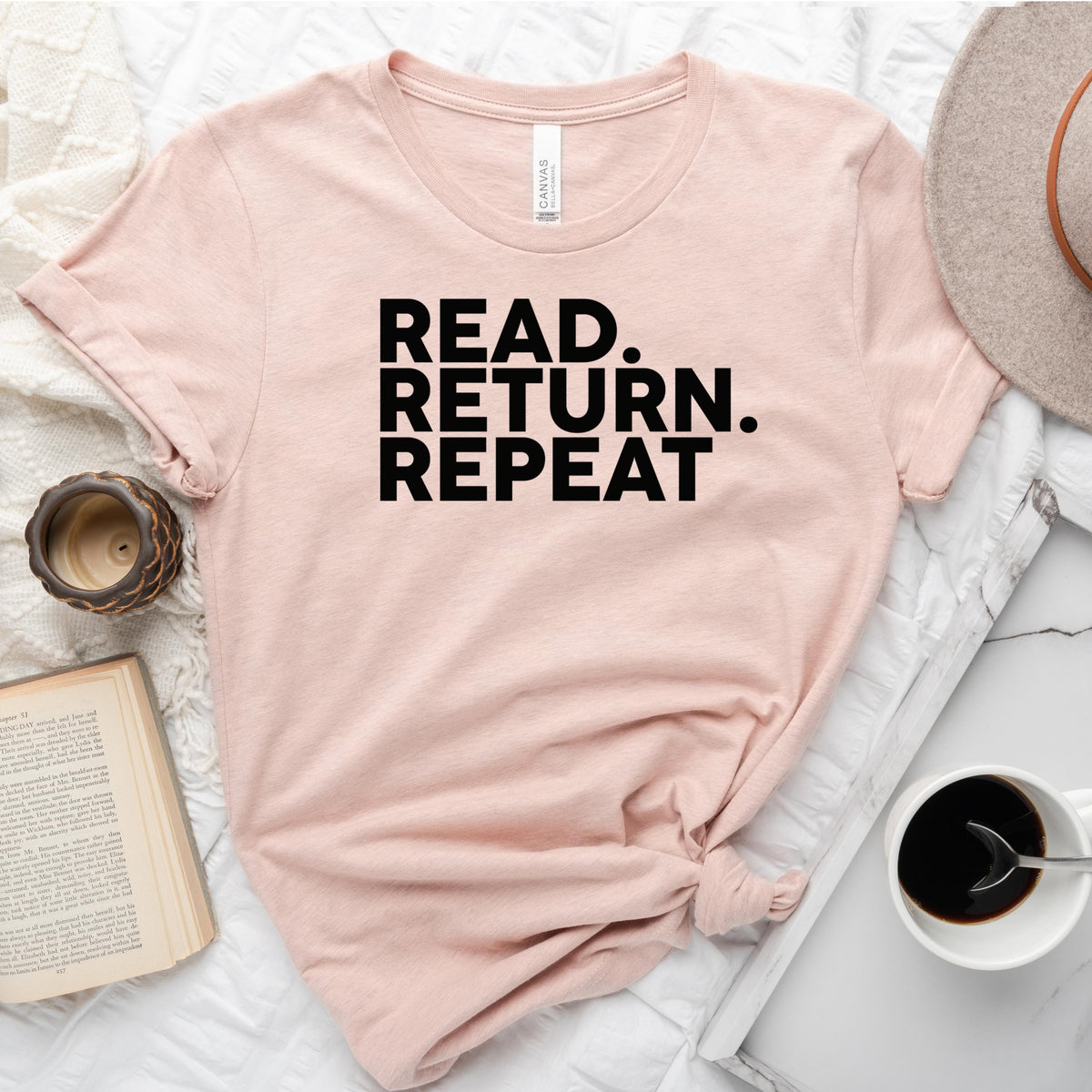 Read Return Repeat Tee, Library Lover Shirt for Readers