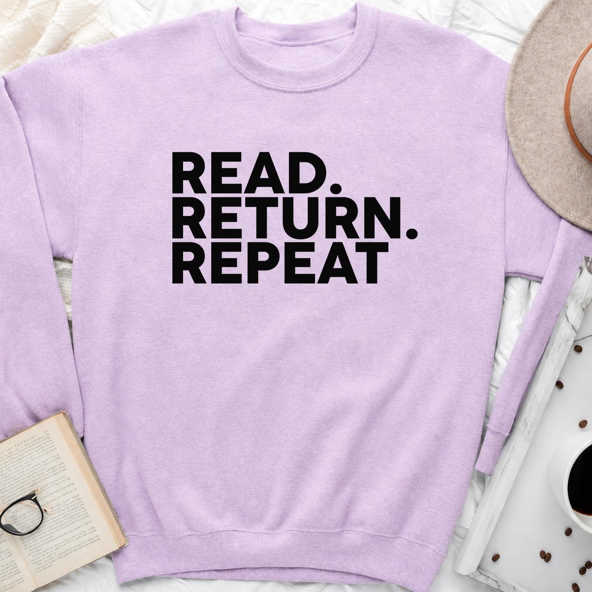 Read Return Repeat Sweatshirt or Hoodie, Library Lover Crewneck