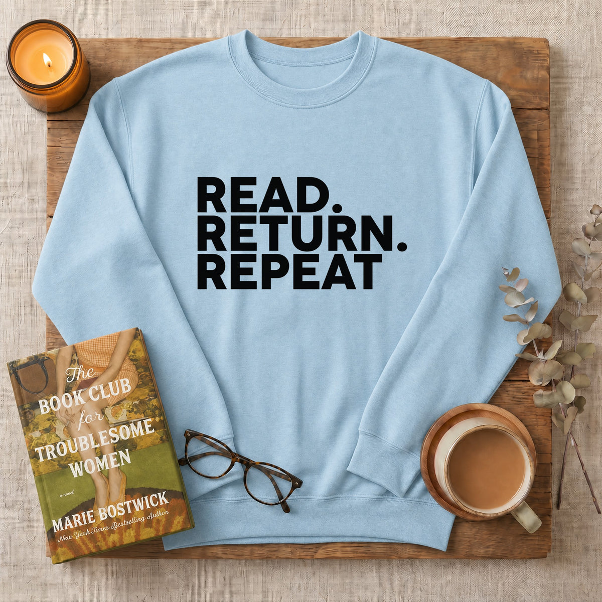 Read Return Repeat Sweatshirt or Hoodie, Library Lover Crewneck