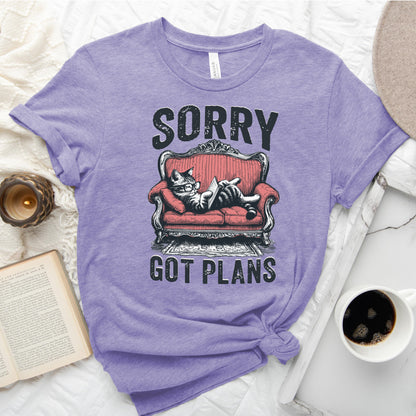 Sorry Got Plans Cat Reading Shirt – Funny Book Lover Tee