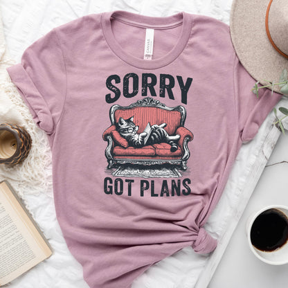 Sorry Got Plans Cat Reading Shirt – Funny Book Lover Tee