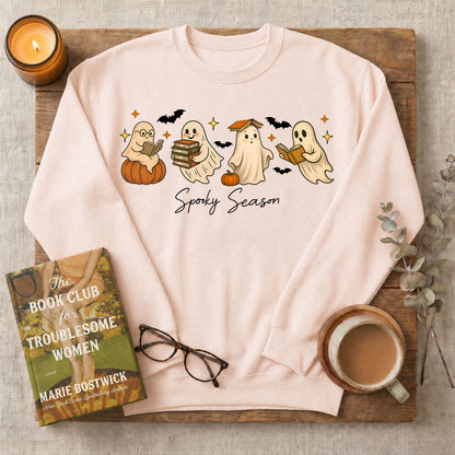 Spooky Season Reading Ghosts Crewneck Sweatshirt