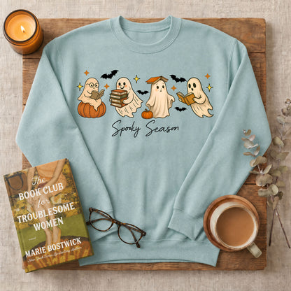 Spooky Season Reading Ghosts Crewneck Sweatshirt