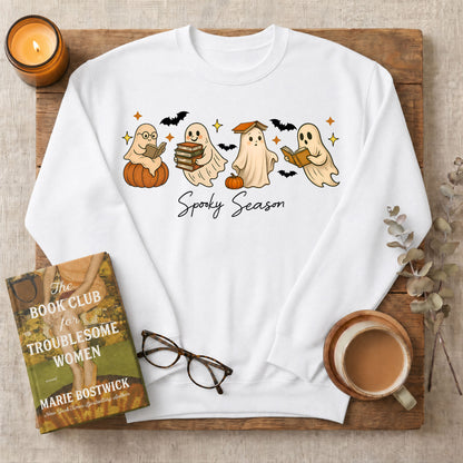 Spooky Season Reading Ghosts Crewneck Sweatshirt