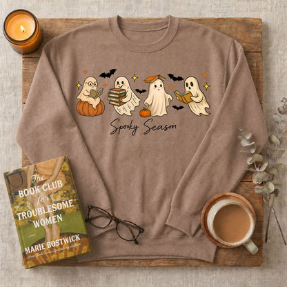 Spooky Season Reading Ghosts Crewneck Sweatshirt