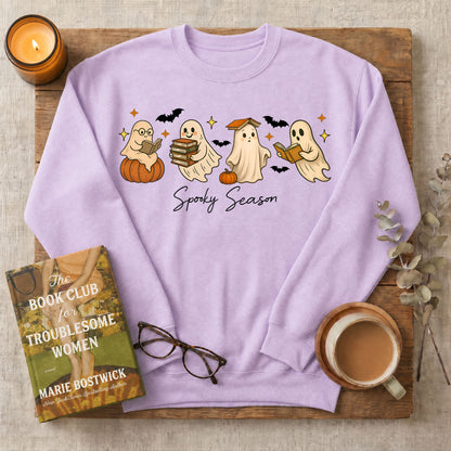 Spooky Season Reading Ghosts Crewneck Sweatshirt