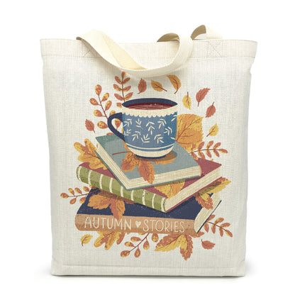 Autumn Book Stack tote bag