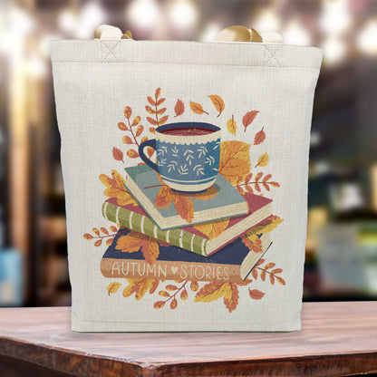 Autumn Book Stack tote bag
