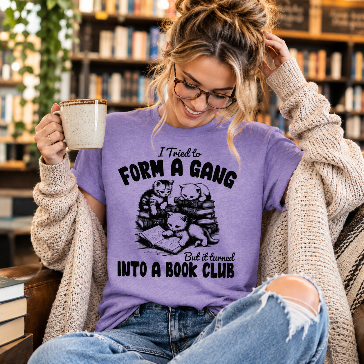 Cat Gang Turned Book Club T-Shirt