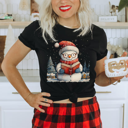 Bookish Snowman Tee – Cozy Winter Reading Shirt