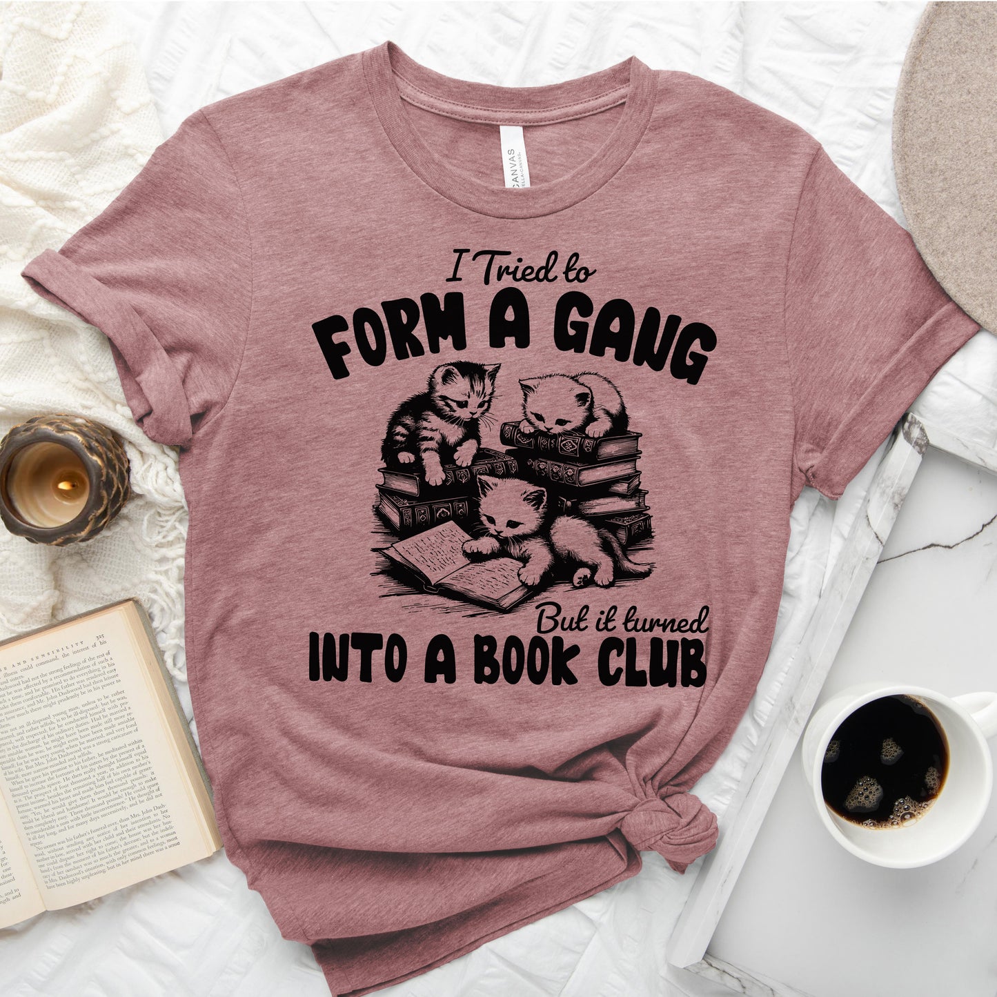 Cat Gang Turned Book Club T-Shirt