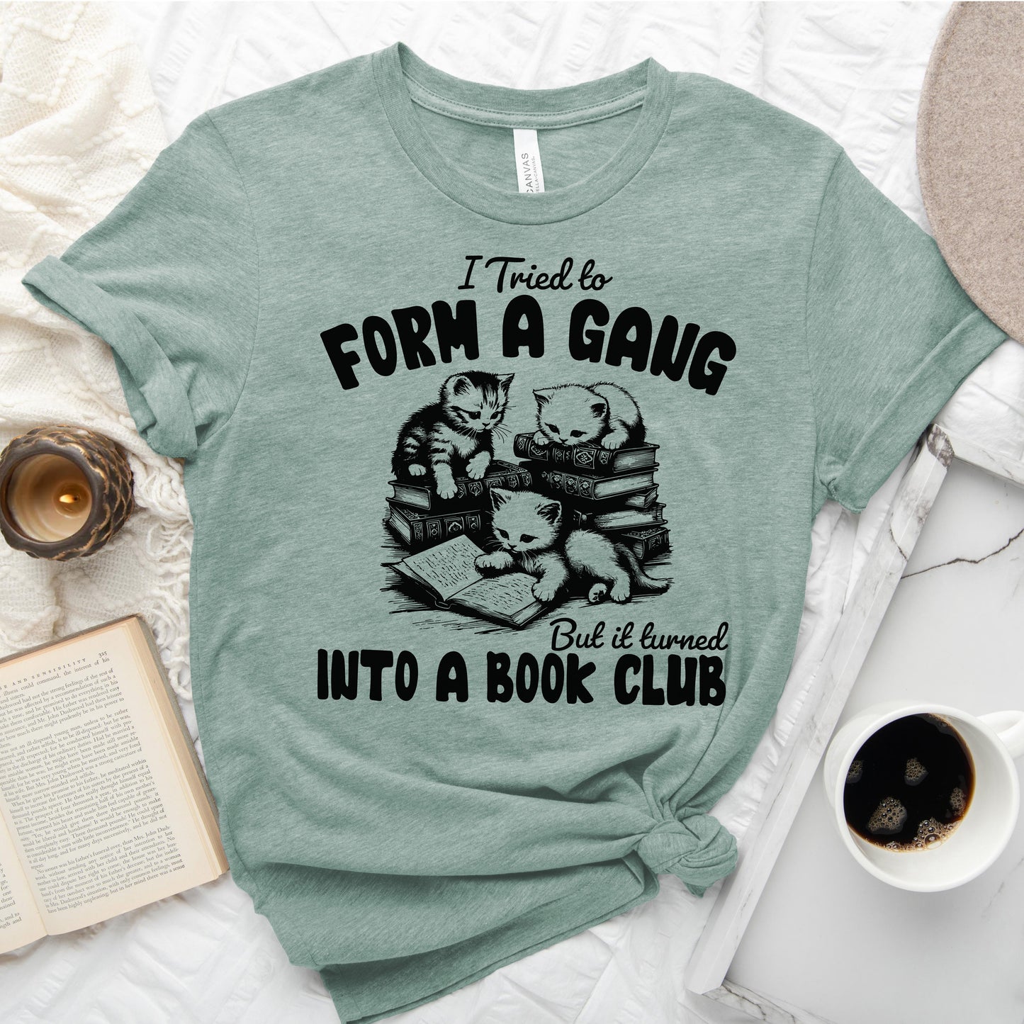 Cat Gang Turned Book Club T-Shirt