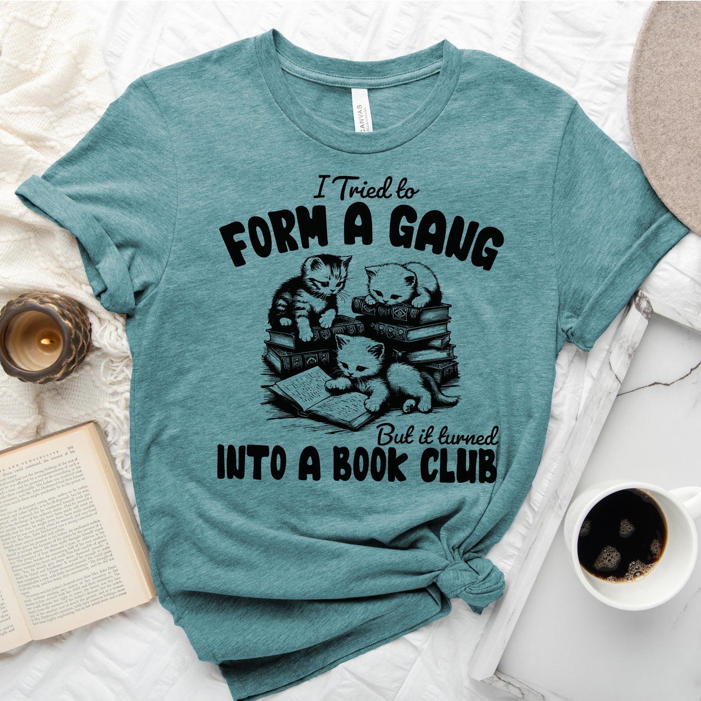 Cat Gang Turned Book Club T-Shirt