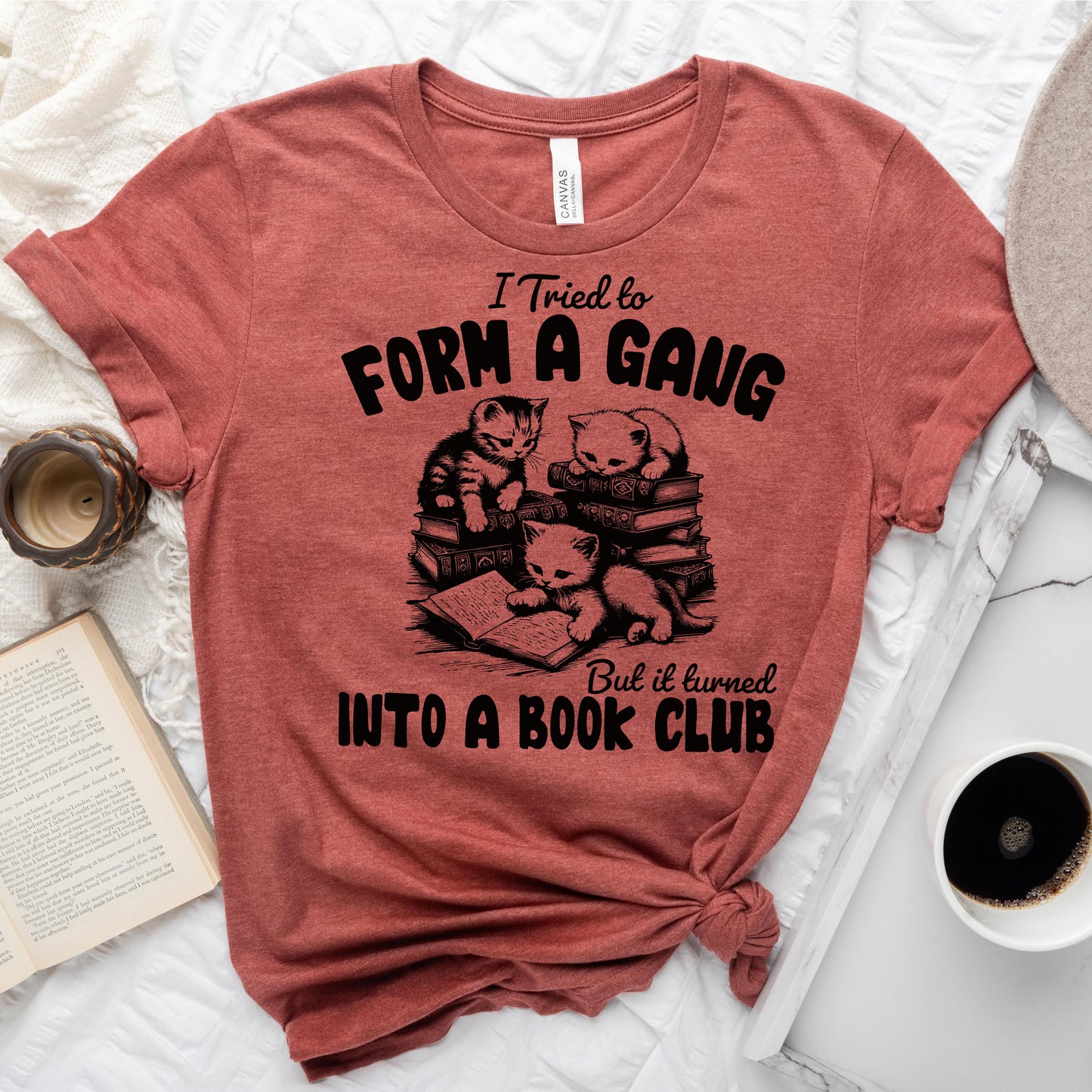 Cat Gang Turned Book Club T-Shirt