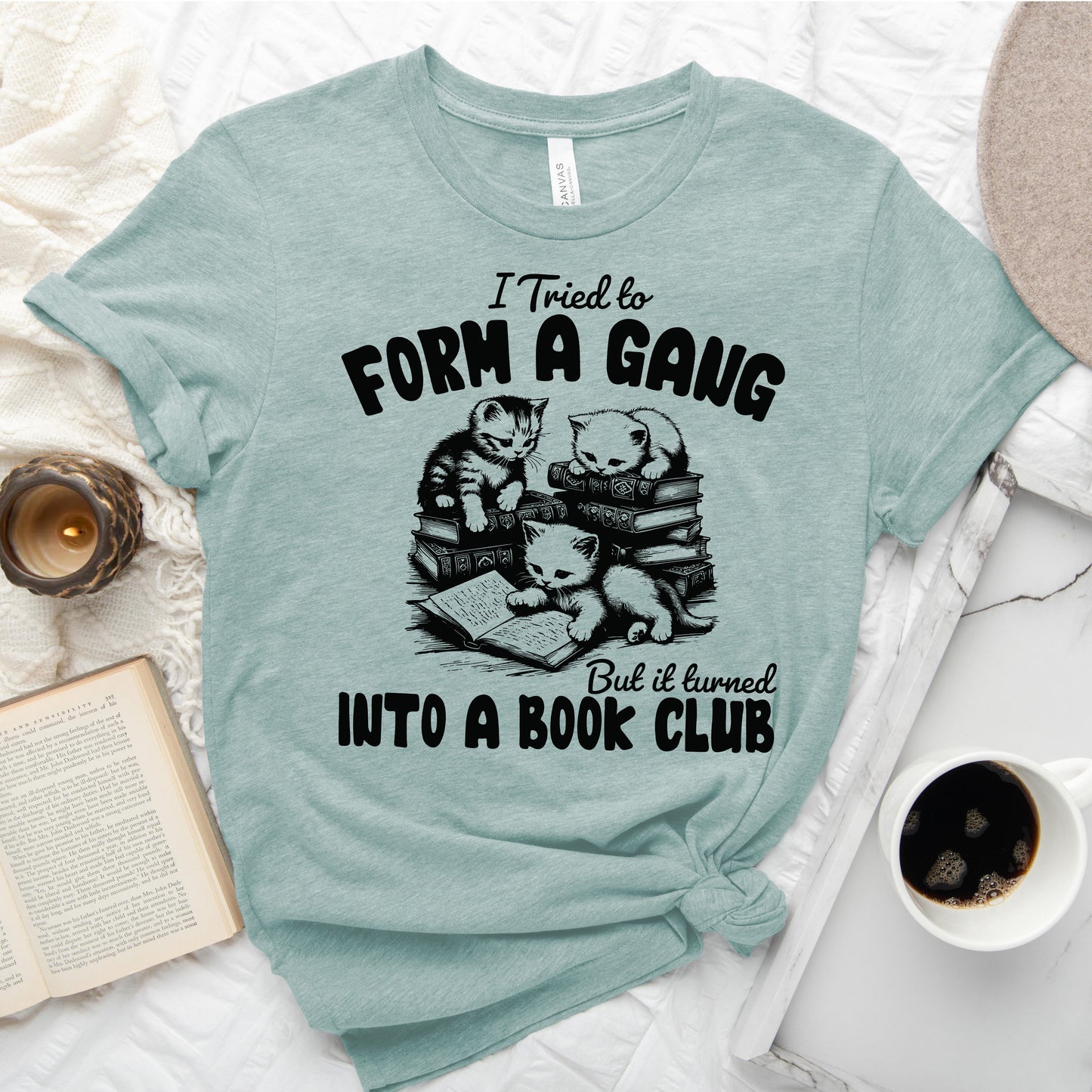 Cat Gang Turned Book Club T-Shirt