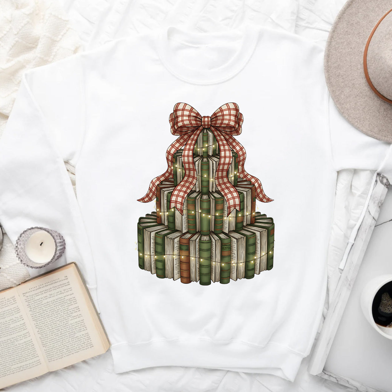 Book Tree Christmas Sweatshirt – Cozy Holiday Book Lover Sweater