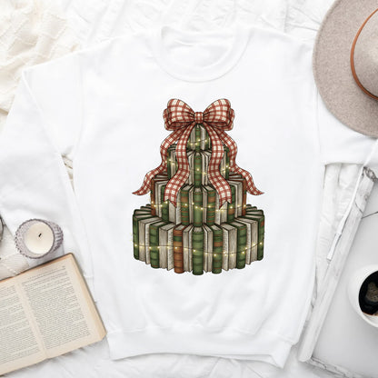 Book Tree Christmas Sweatshirt – Cozy Holiday Book Lover Sweater