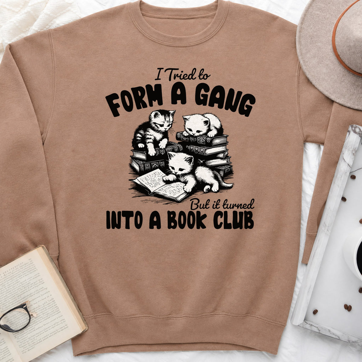 Cat Gang Turned Book Club Sweatshirt or Hoodie, Funny Cat Reader Crewneck