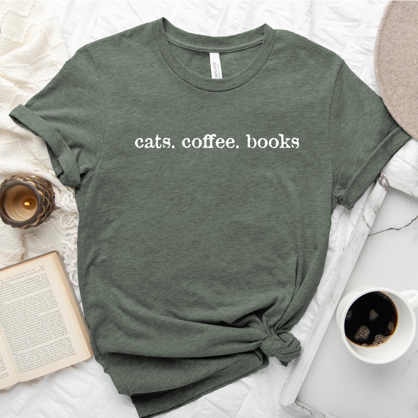 Cats. Coffee. Books. Shirt
