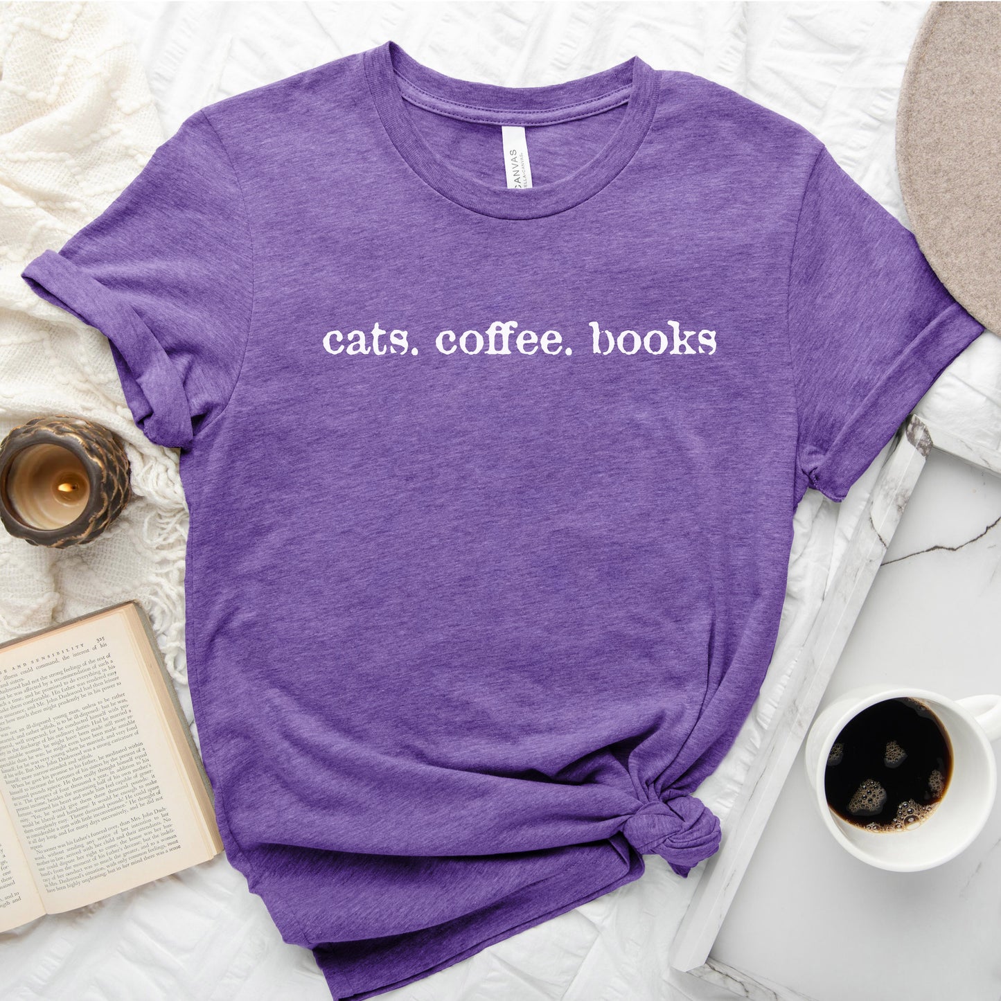 Cats. Coffee. Books. Shirt