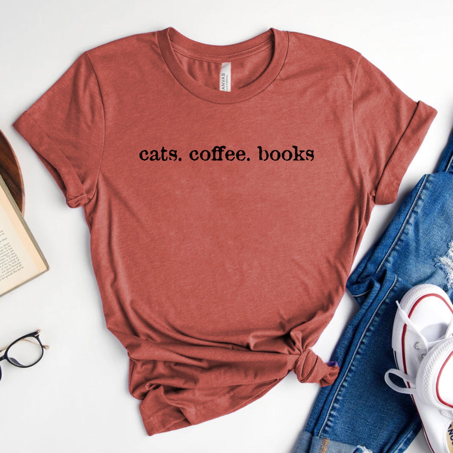 Cats. Coffee. Books. Shirt