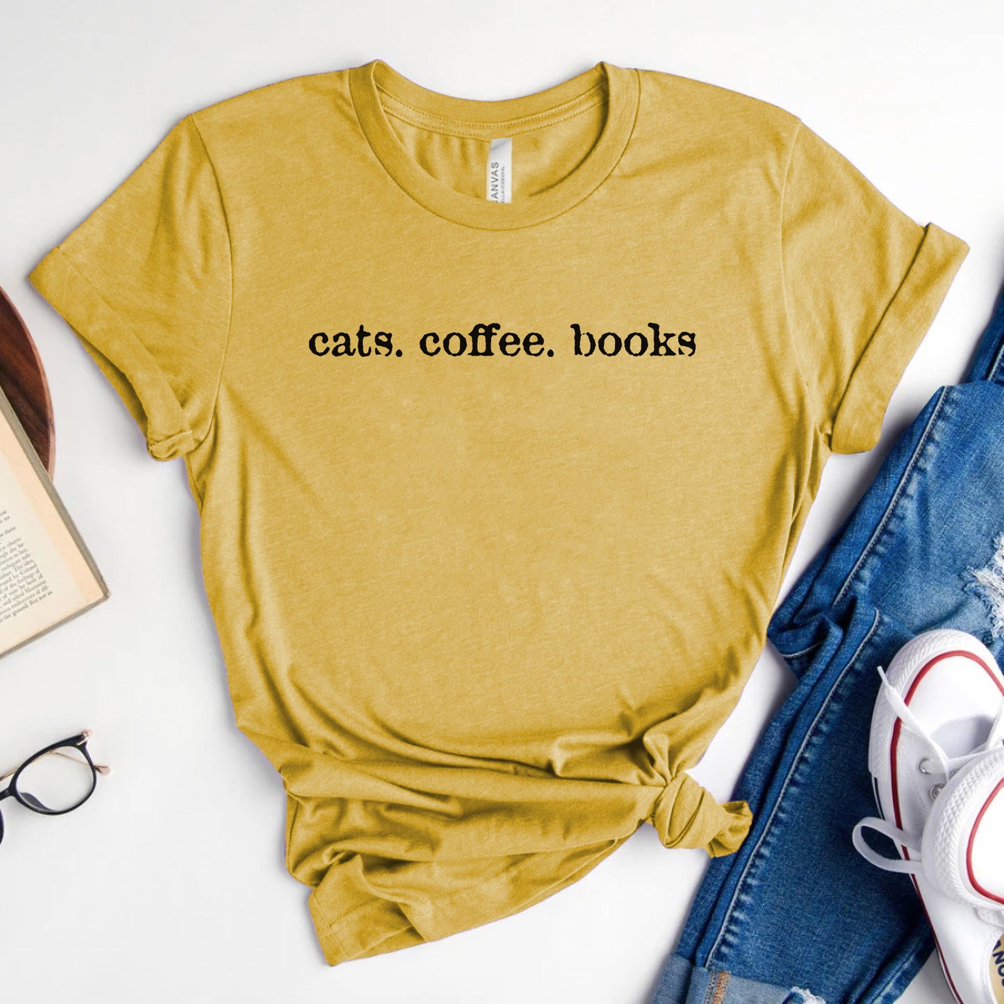 Cats. Coffee. Books. Shirt