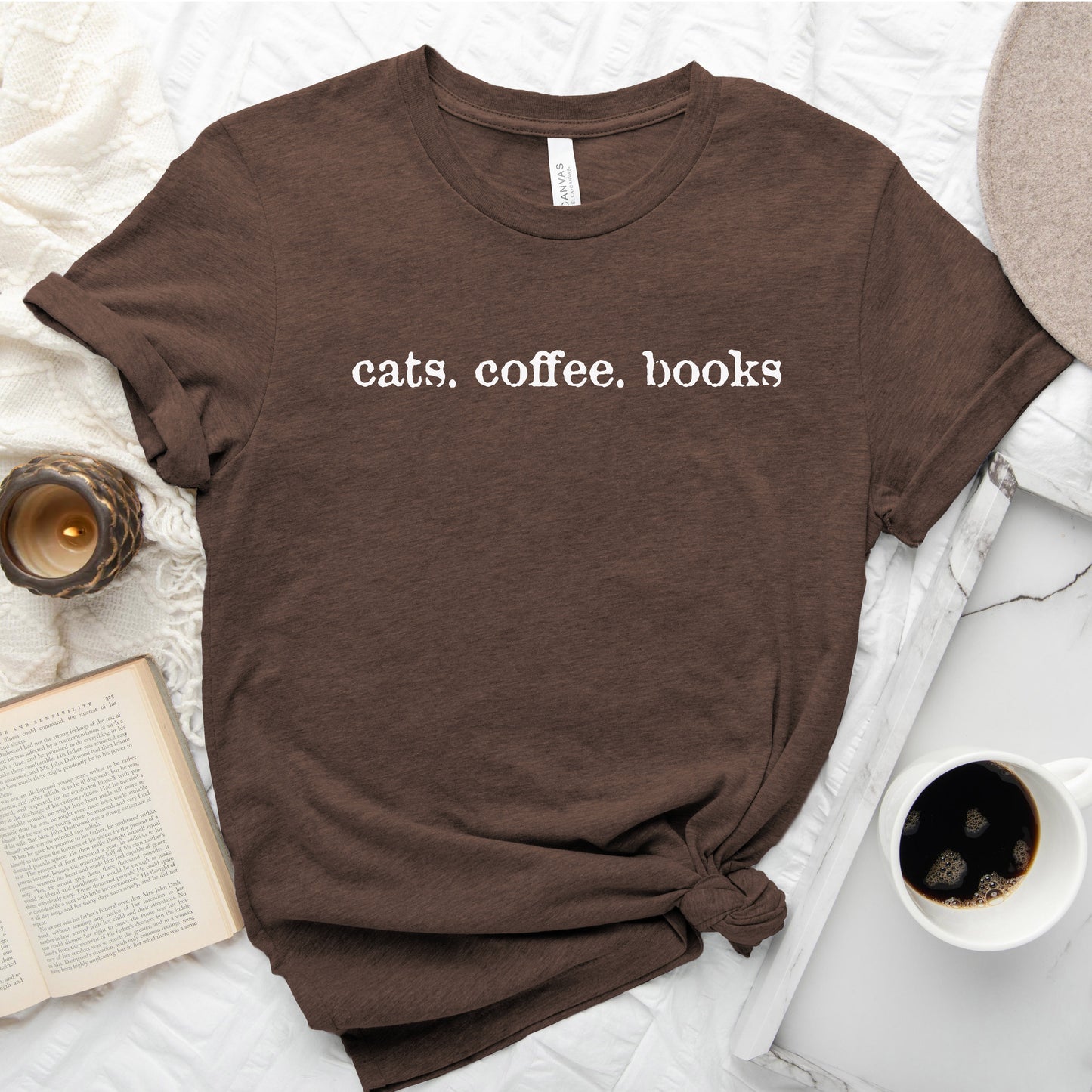 Cats. Coffee. Books. Shirt