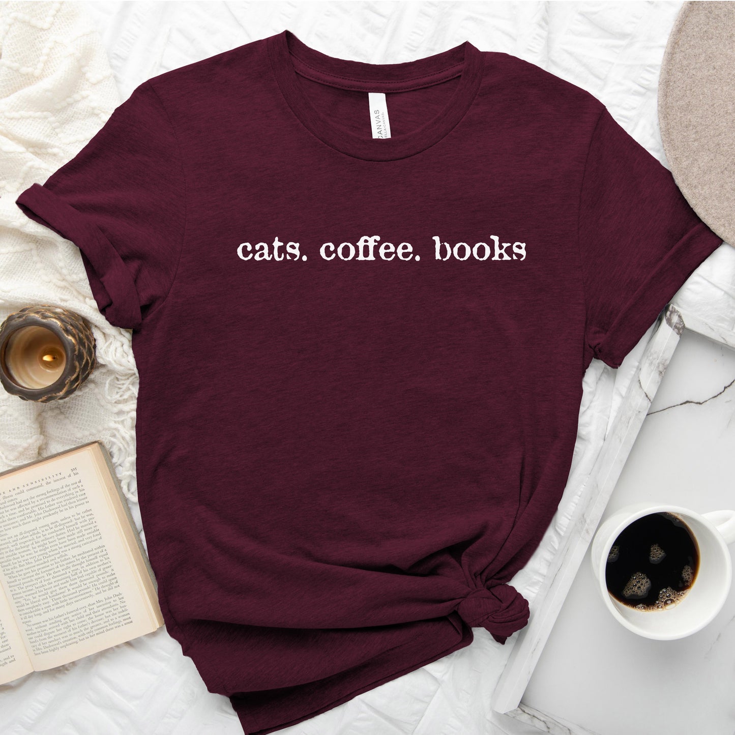 Cats. Coffee. Books. Shirt