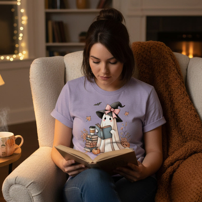 Ghost Reader Cute Halloween T-Shirt