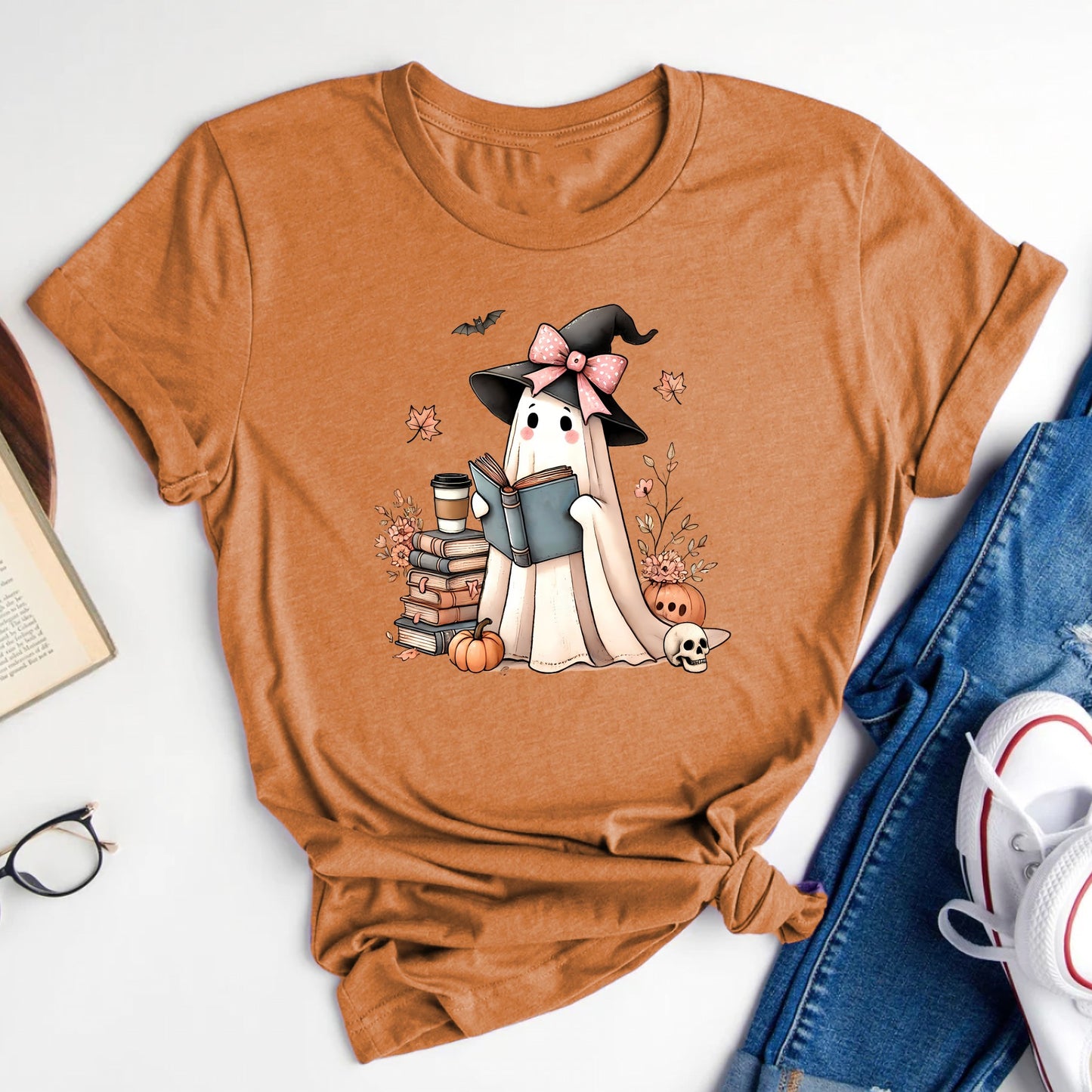 Ghost Reader Cute Halloween T-Shirt