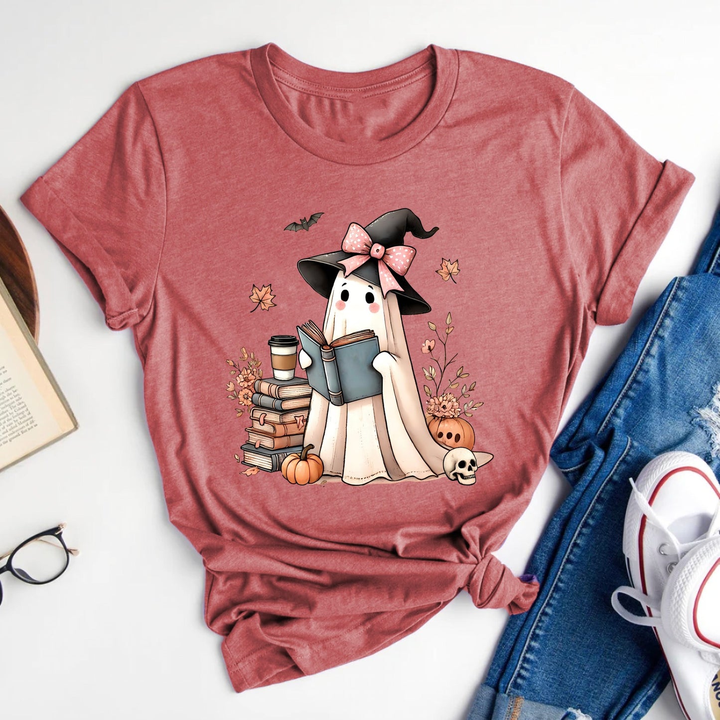 Ghost Reader Cute Halloween T-Shirt