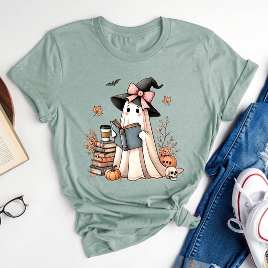 Ghost Reader Cute Halloween T-Shirt